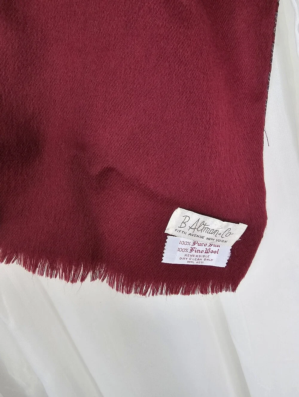 Vintage Christian Dior Silk & Wool Reversible Paisley Scarf Burgundy